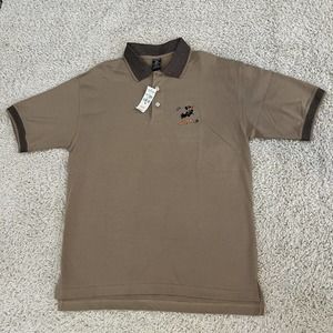 VINTAGE '9OS GOLF POLO SHIRT MENS MED DAFFY DUCK WARNER BROS ACME S/S BROWN
